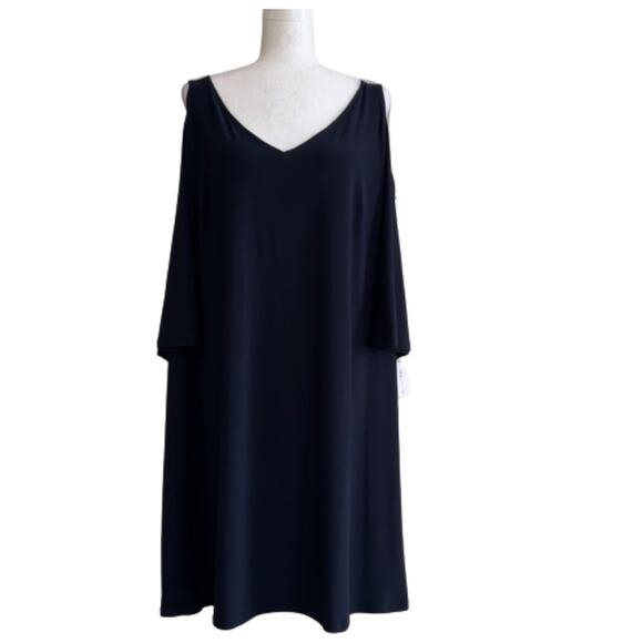 Establish 1962 Navy Blue Rhinestone Straps Cold Shoulder Cocktail Dress Size 2X - Picture 1 of 12
